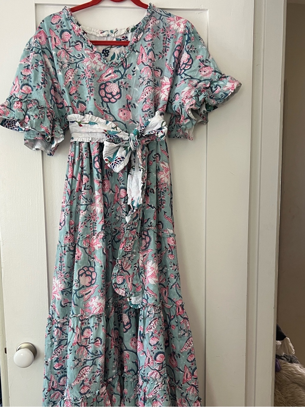 Sue Sartor X Cynthia Cazort collins reversible tiered cotton handblock print